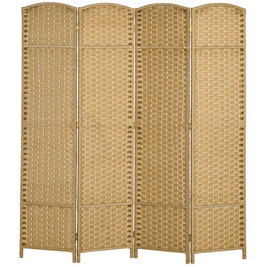 4-Panel Folding Room Divider, Natural Wood, Privacy Screen