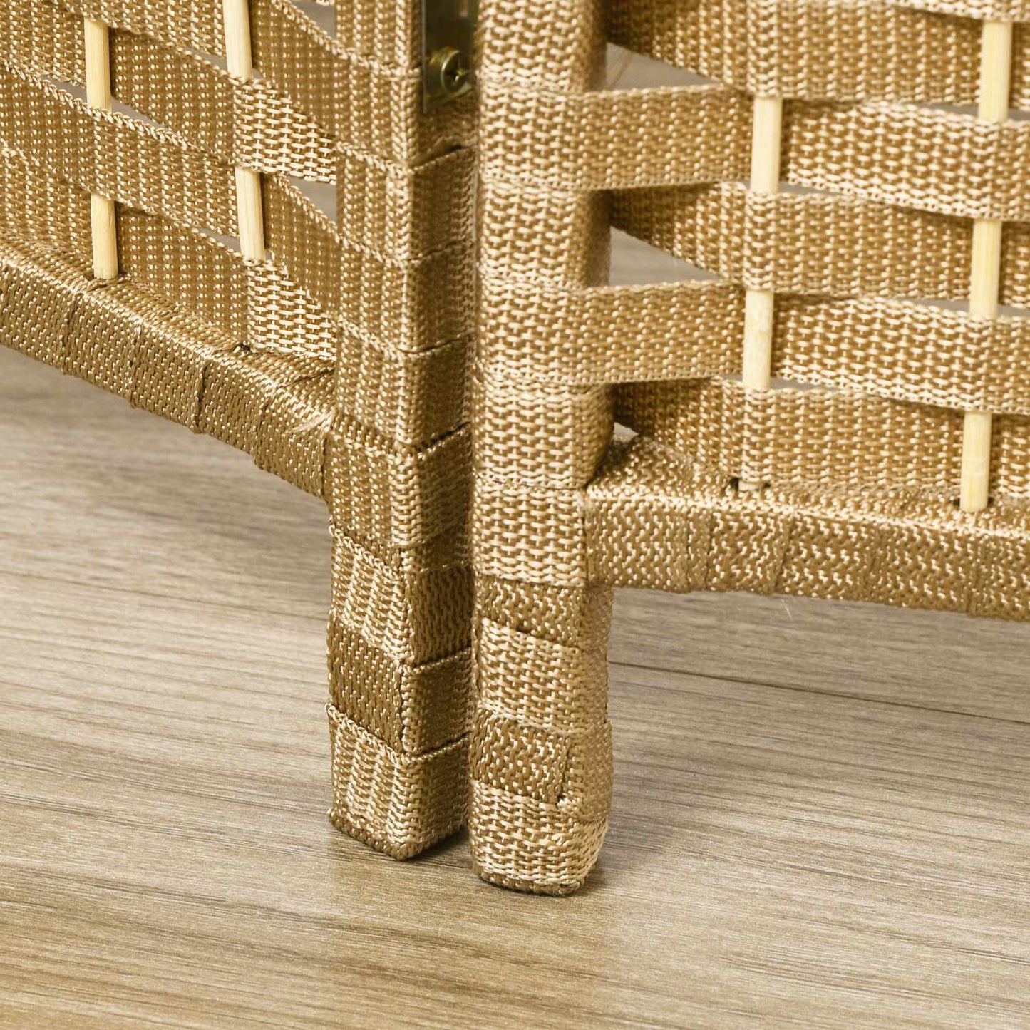 4-Panel Folding Room Divider, Natural Wood, Privacy Screen