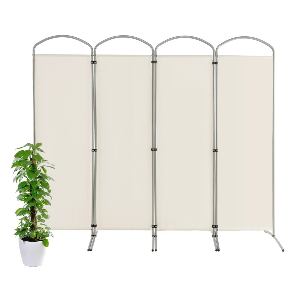 4-Panel Folding Room Divider, White, 221x188 cm