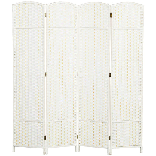 4-Panel Folding Room Divider, White Polypropylene