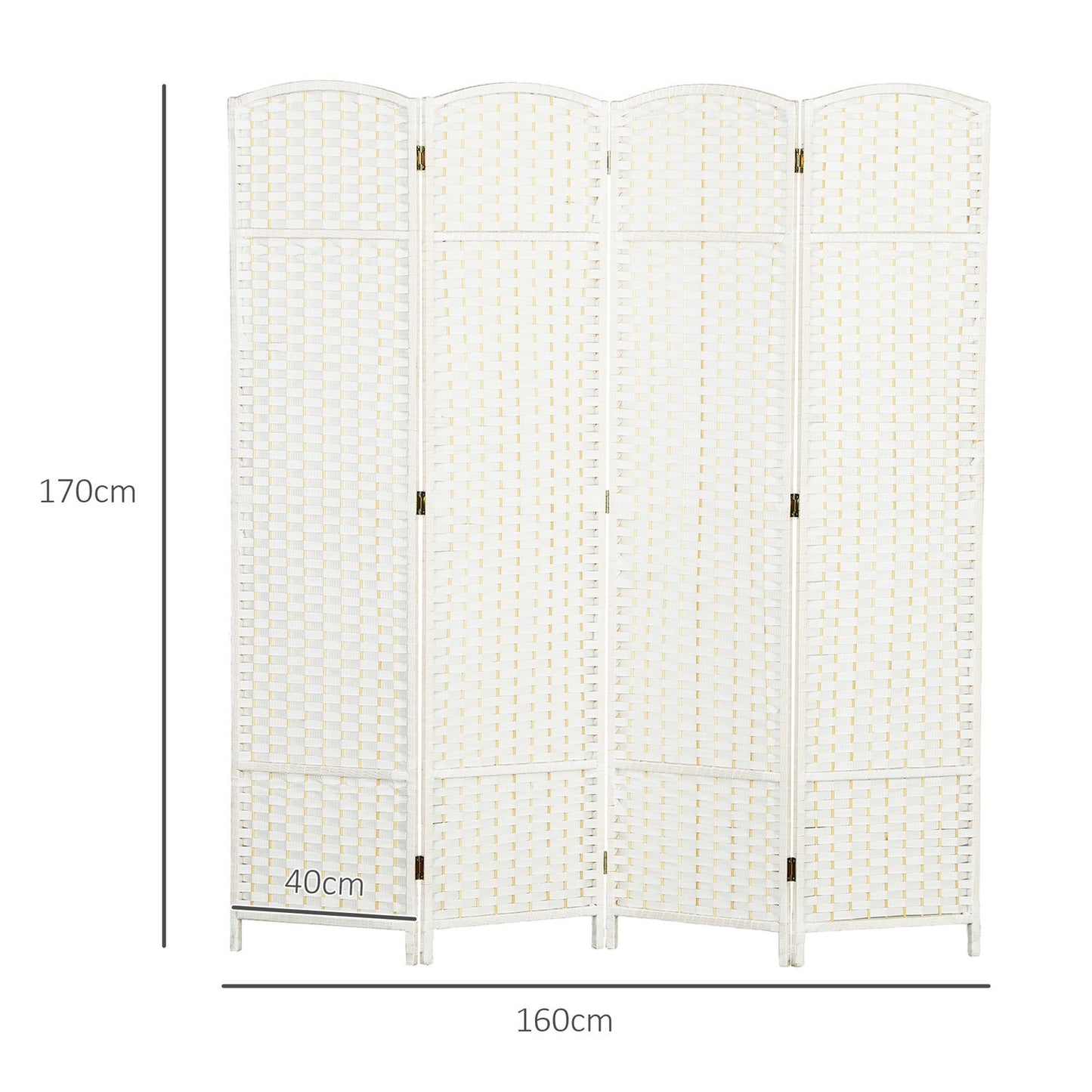 4-Panel Folding Room Divider, White Polypropylene