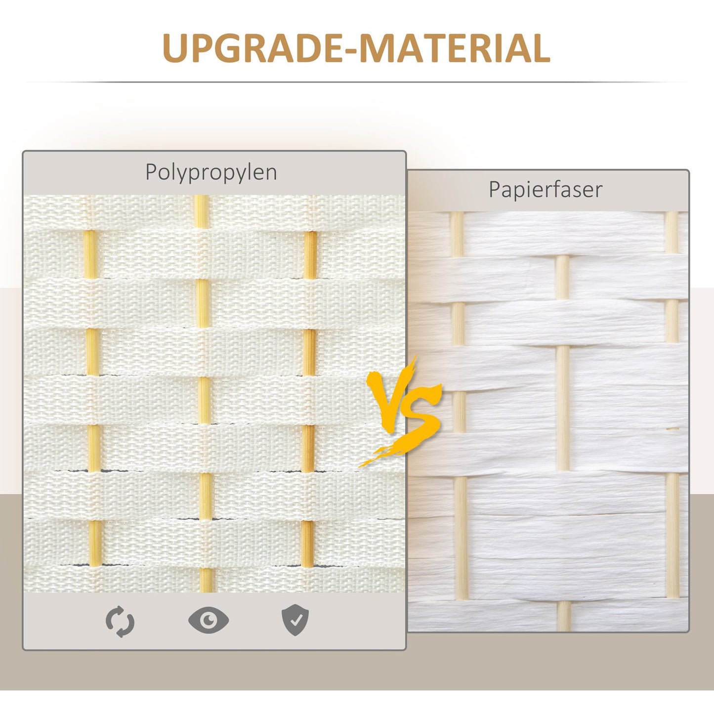 4-Panel Folding Room Divider, White Polypropylene