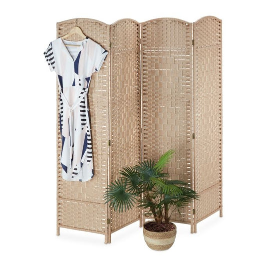 4-Panel Folding Screen in Natural Colour