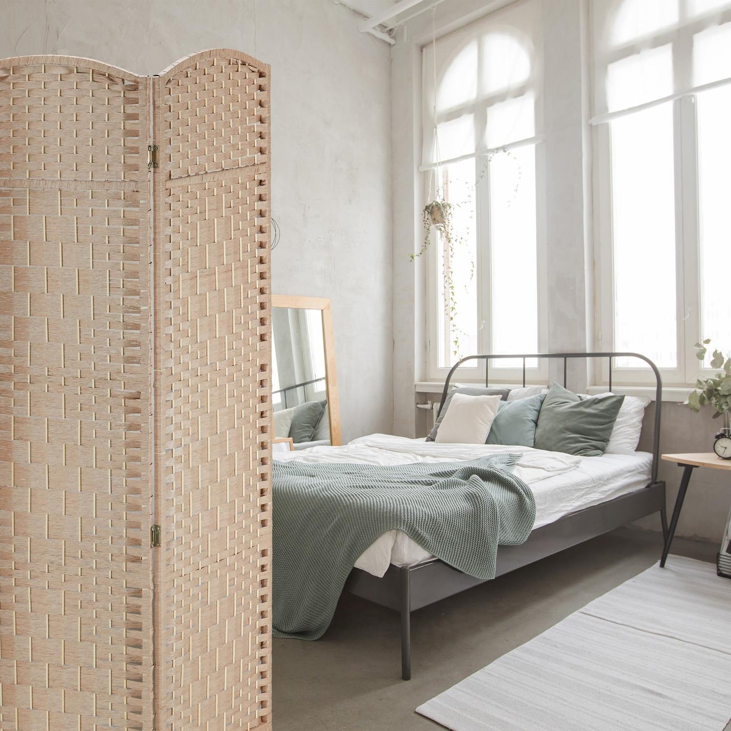4-Panel Folding Screen in Natural Colour