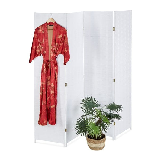 4-Panel Folding Screen in White