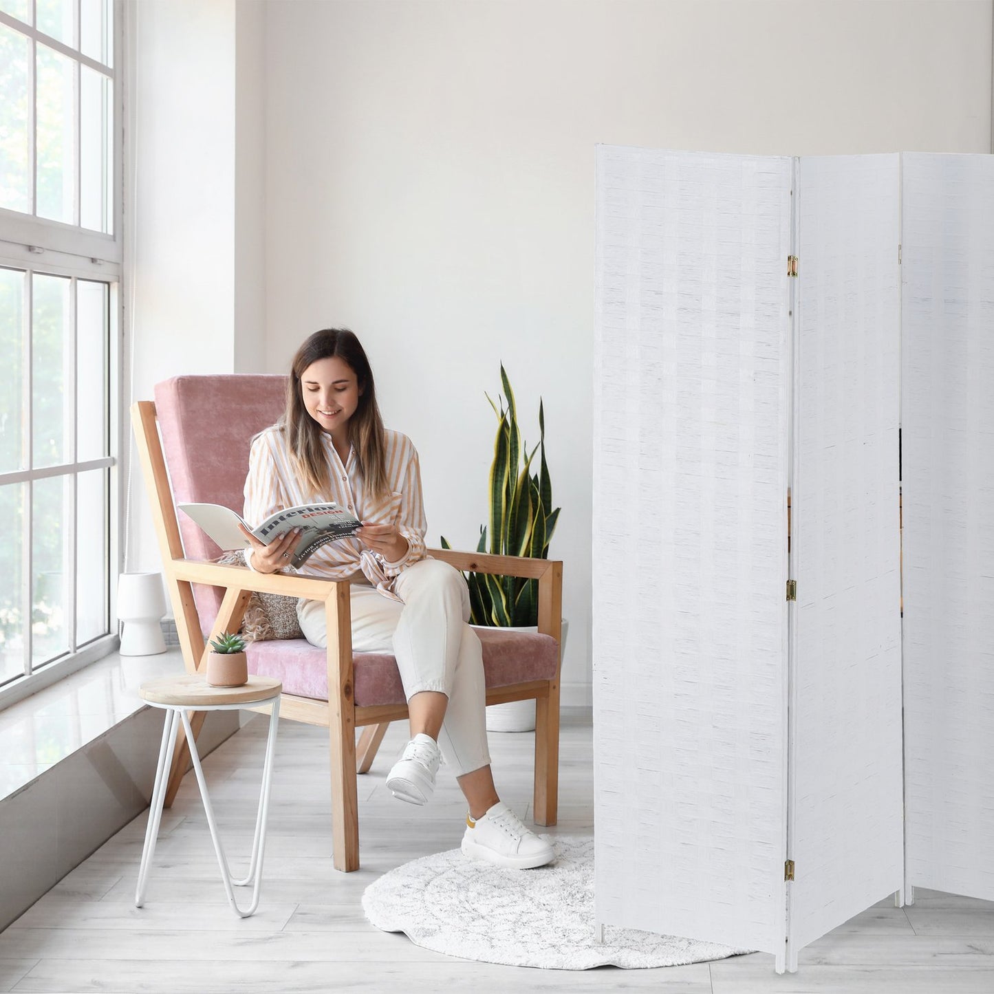 4-Panel Folding Screen in White