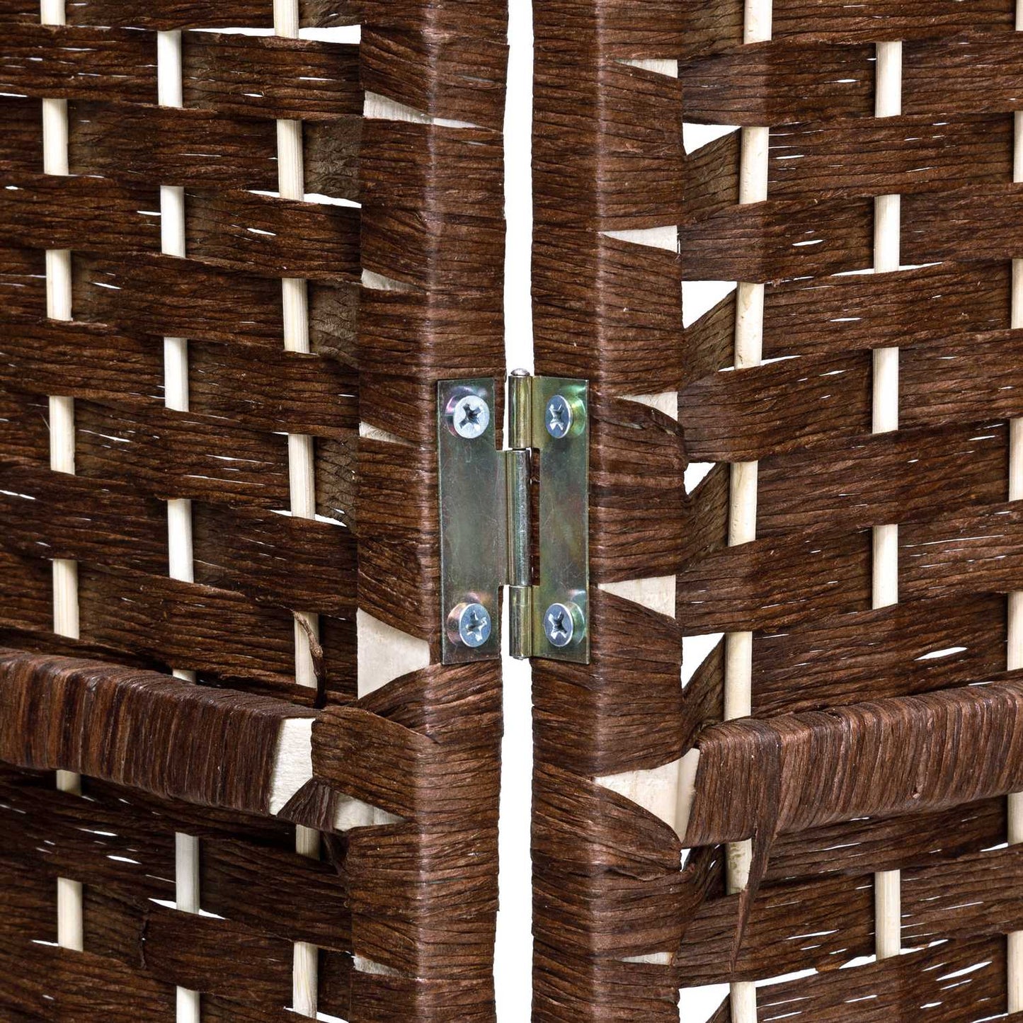 4 Panel Wooden Room Divider, Brown – Privacy Screen