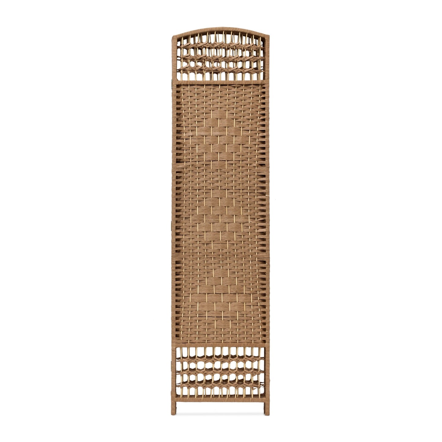 4 Panel Wooden Room Divider, Natural Finish