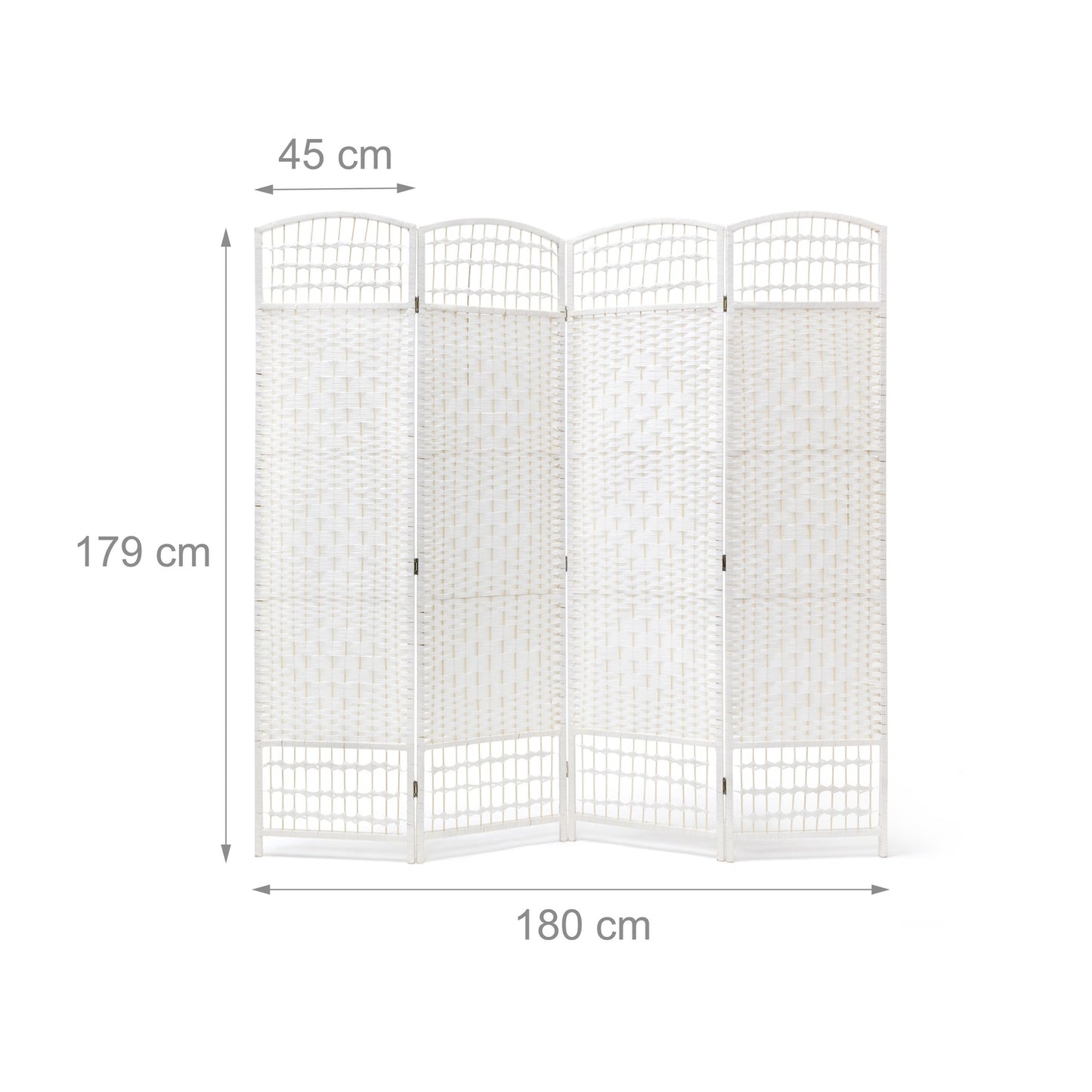 4 Panel Wooden Room Divider, White – Privacy Partition