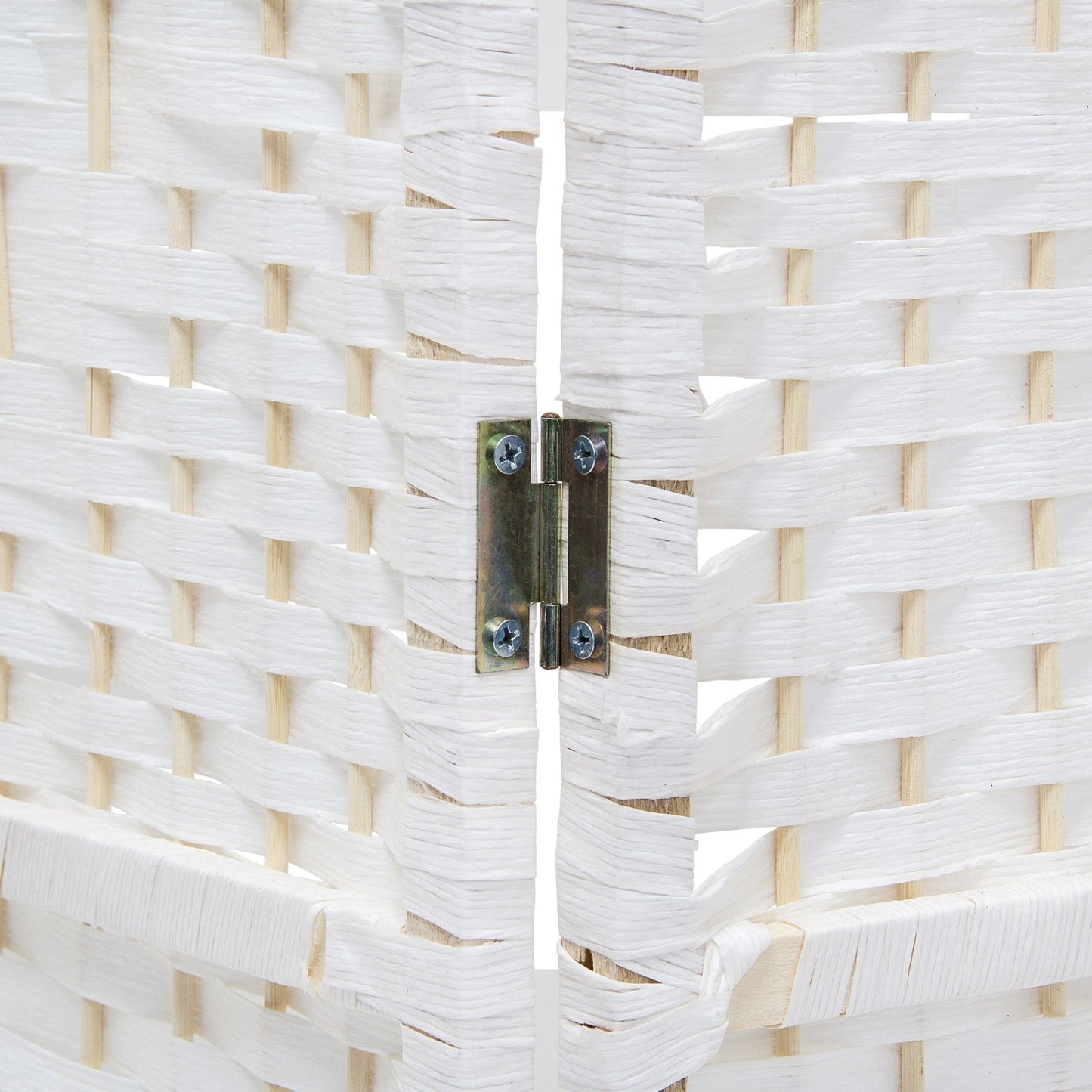 4 Panel Wooden Room Divider, White – Privacy Partition