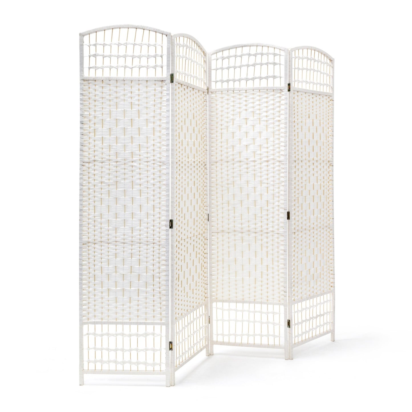 4 Panel Wooden Room Divider, White – Privacy Partition