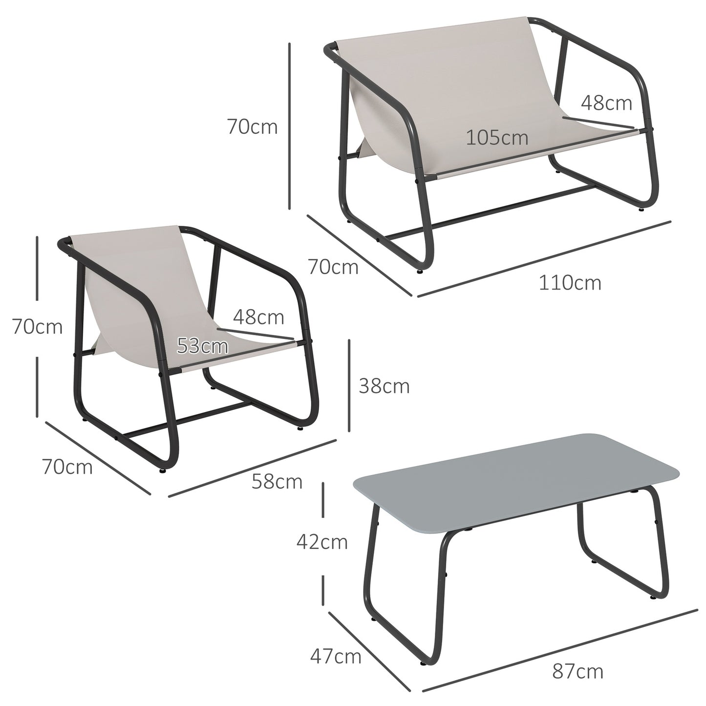 Outdoor dining set: 4-piece furniture set in cream mesh