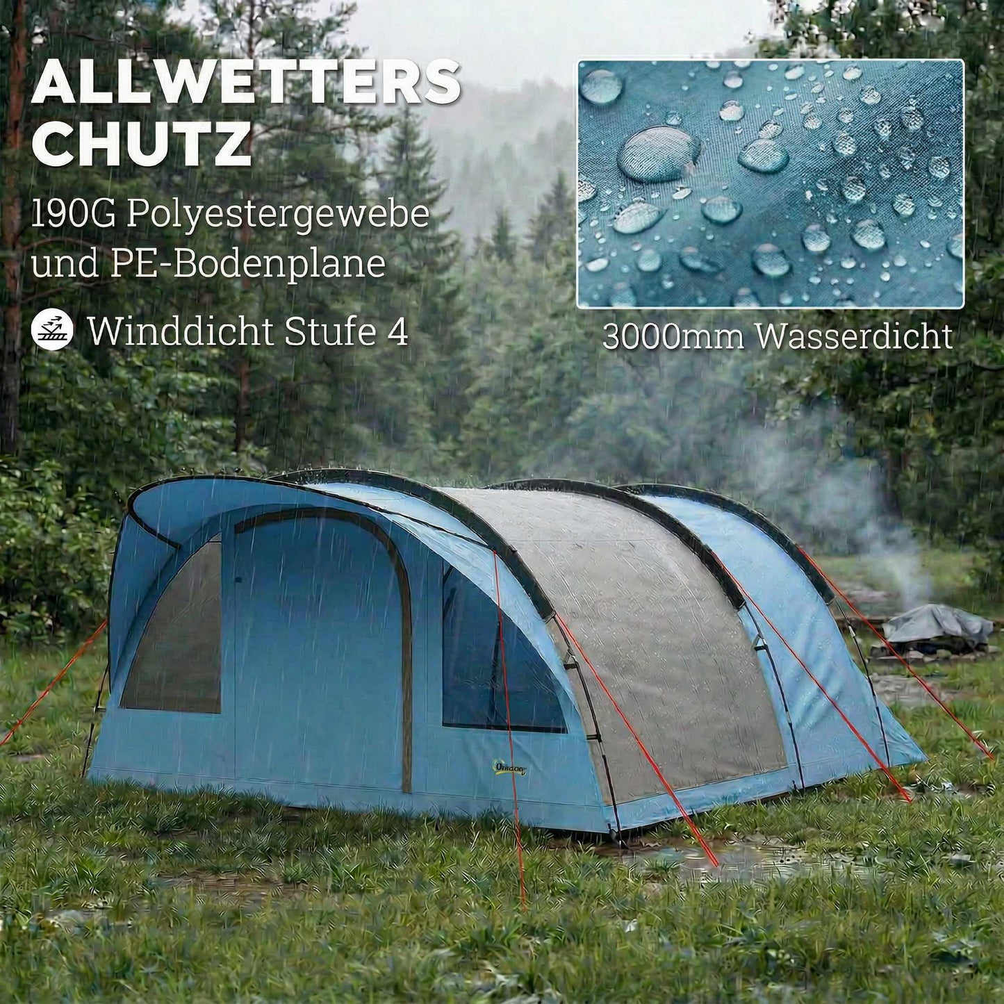 4-Person Family Tunnel Tent with Removable Divider
