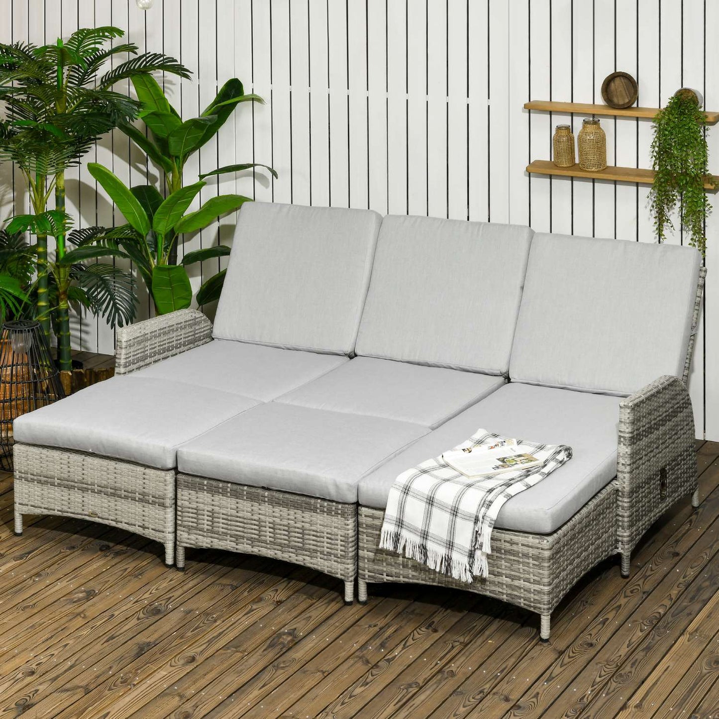 4-piece rattan garden furniture, weatherproof, removable covers