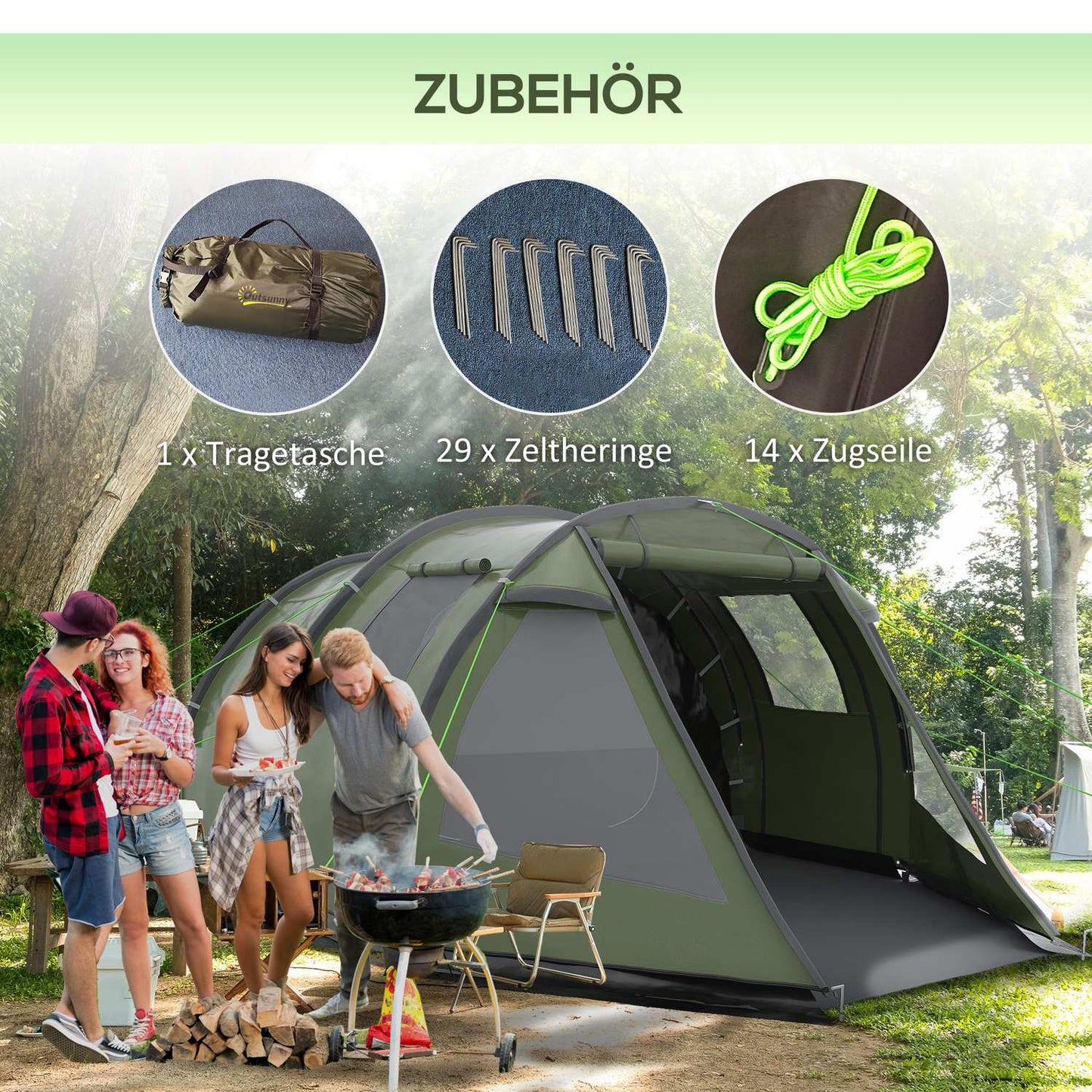 Family tent for 4 people - UV protection, 2000 mm waterproof