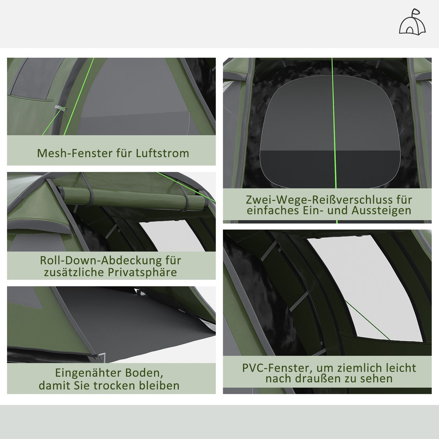 Family tent for 4 people - UV protection, 2000 mm waterproof
