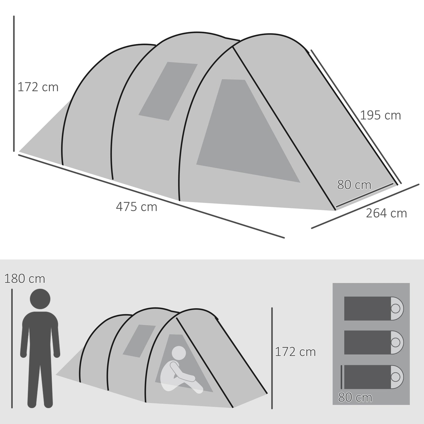 Family tent for 4 people - UV protection, 2000 mm waterproof