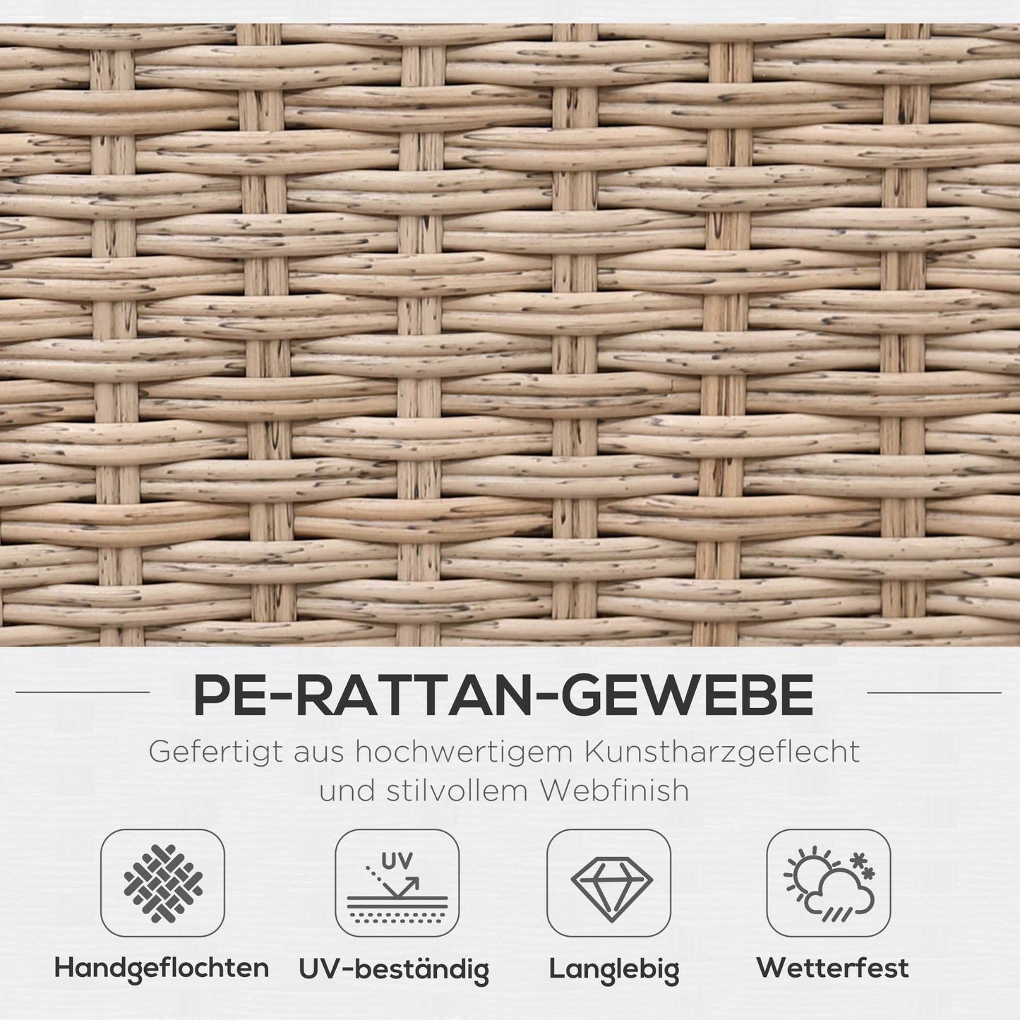 4-Piece Brown Polyrattan Outdoor Furniture Set with Cushions