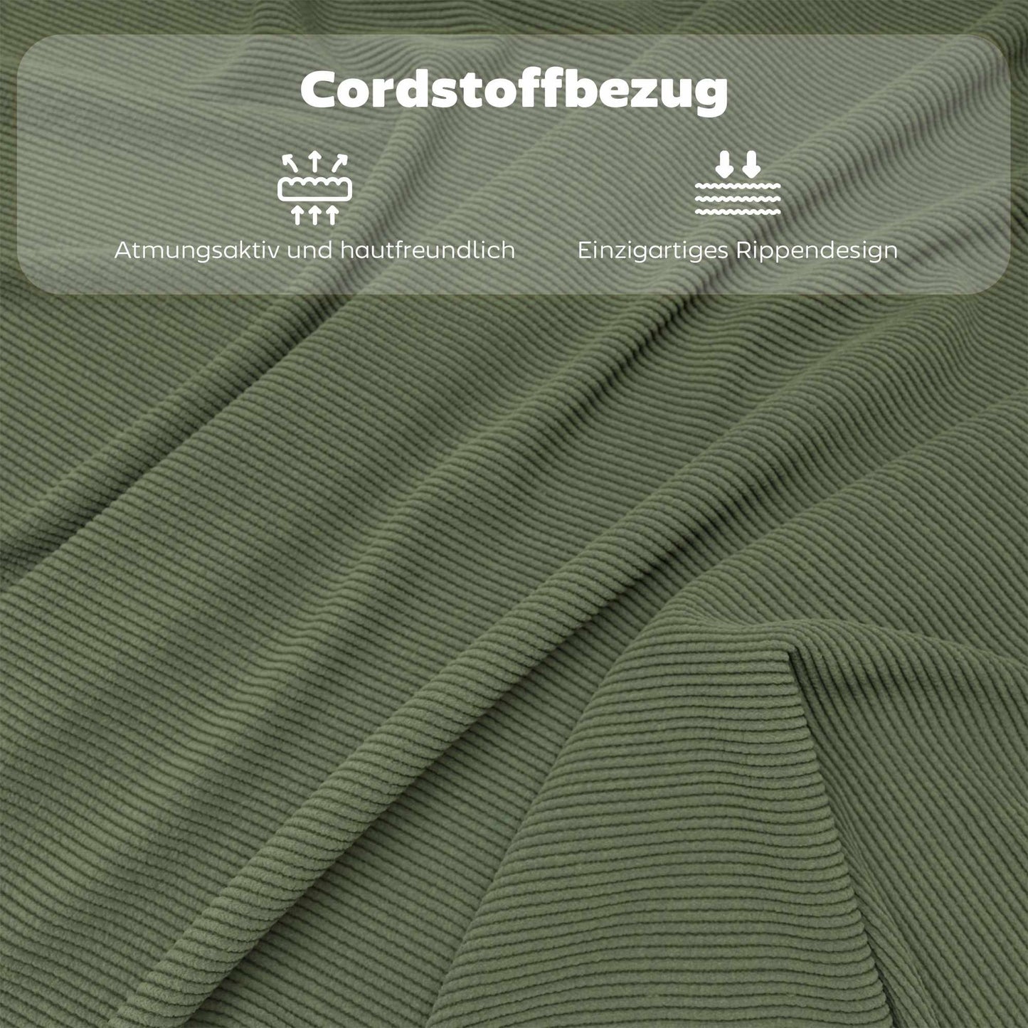 4-Piece Folding Chair Set, Corduroy, Steel Frame, Green