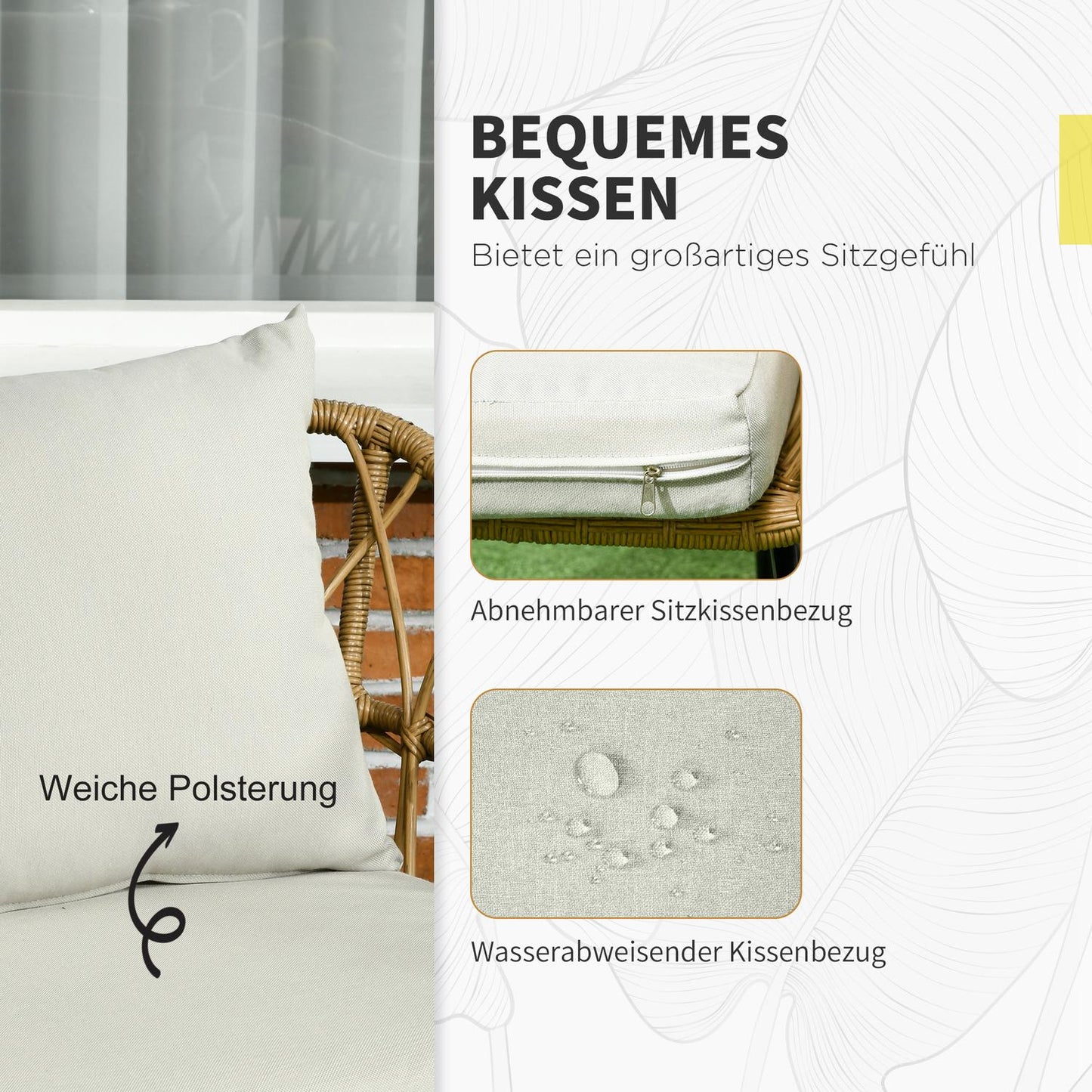 Rattan garden furniture - 4-piece with cushions