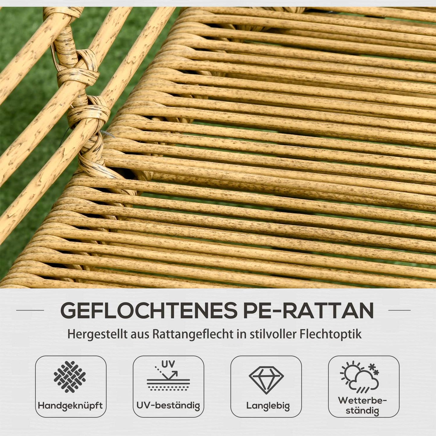 4-piece garden furniture in rattan, cushions included