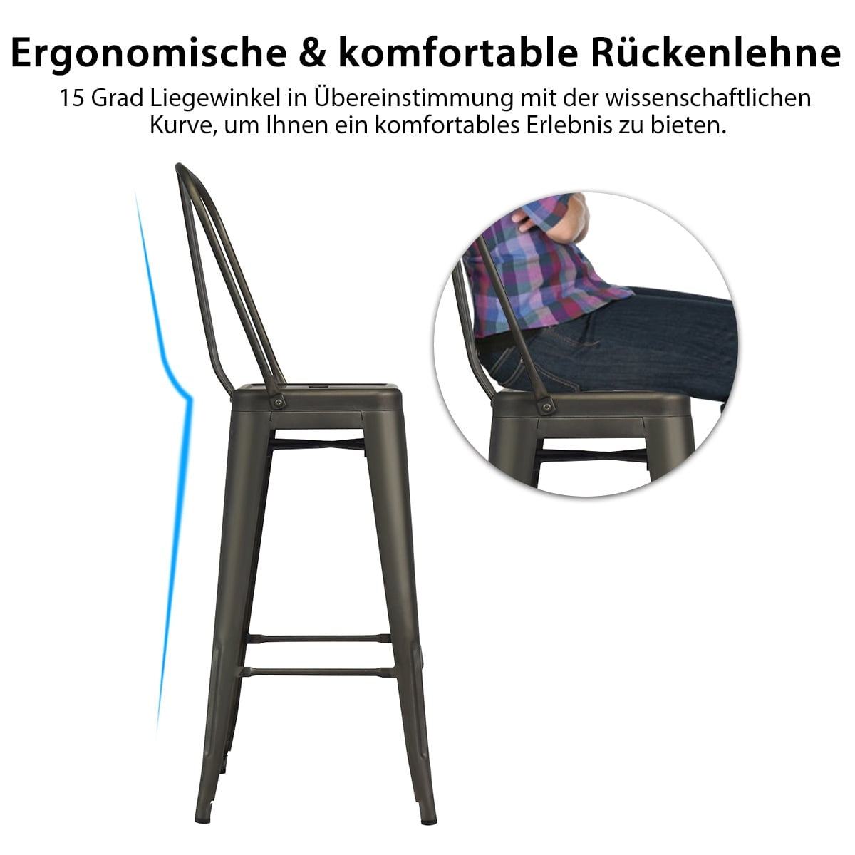4-Piece Metal Dining Chairs Set, Removable Backrest