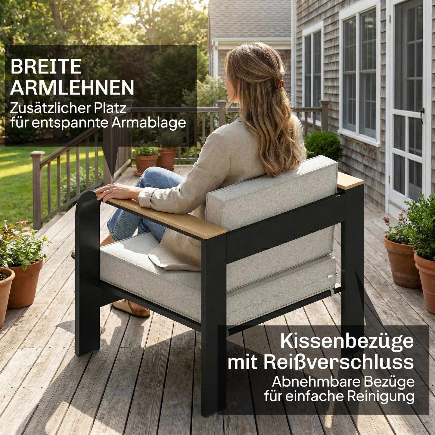 4-Piece Modular Patio Furniture Set with Deep Seats