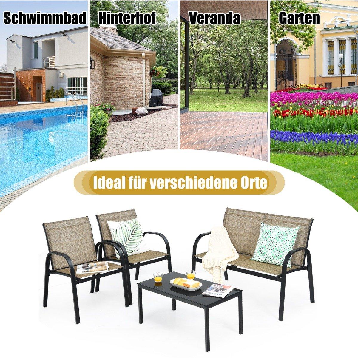 4-Piece Outdoor Furniture Set with Sofa, Chairs & Table