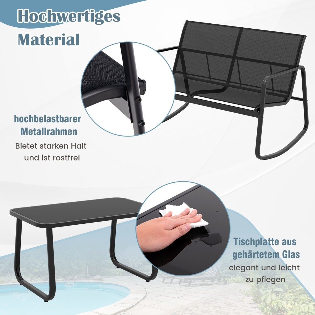 4-Piece Patio Furniture Set with Rocking Chairs