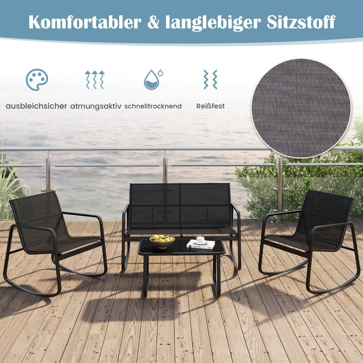 4-Piece Patio Furniture Set with Rocking Chairs