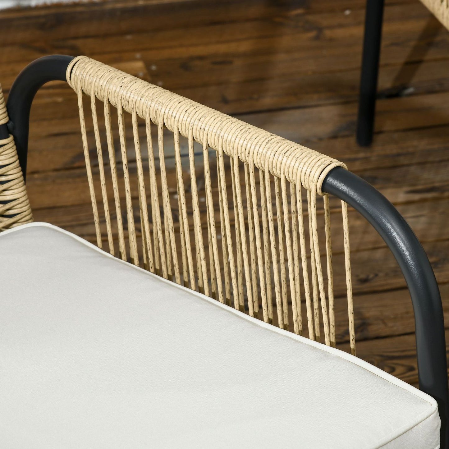 Outdoor furniture in polyrattan, sofa, chairs & table, yellow