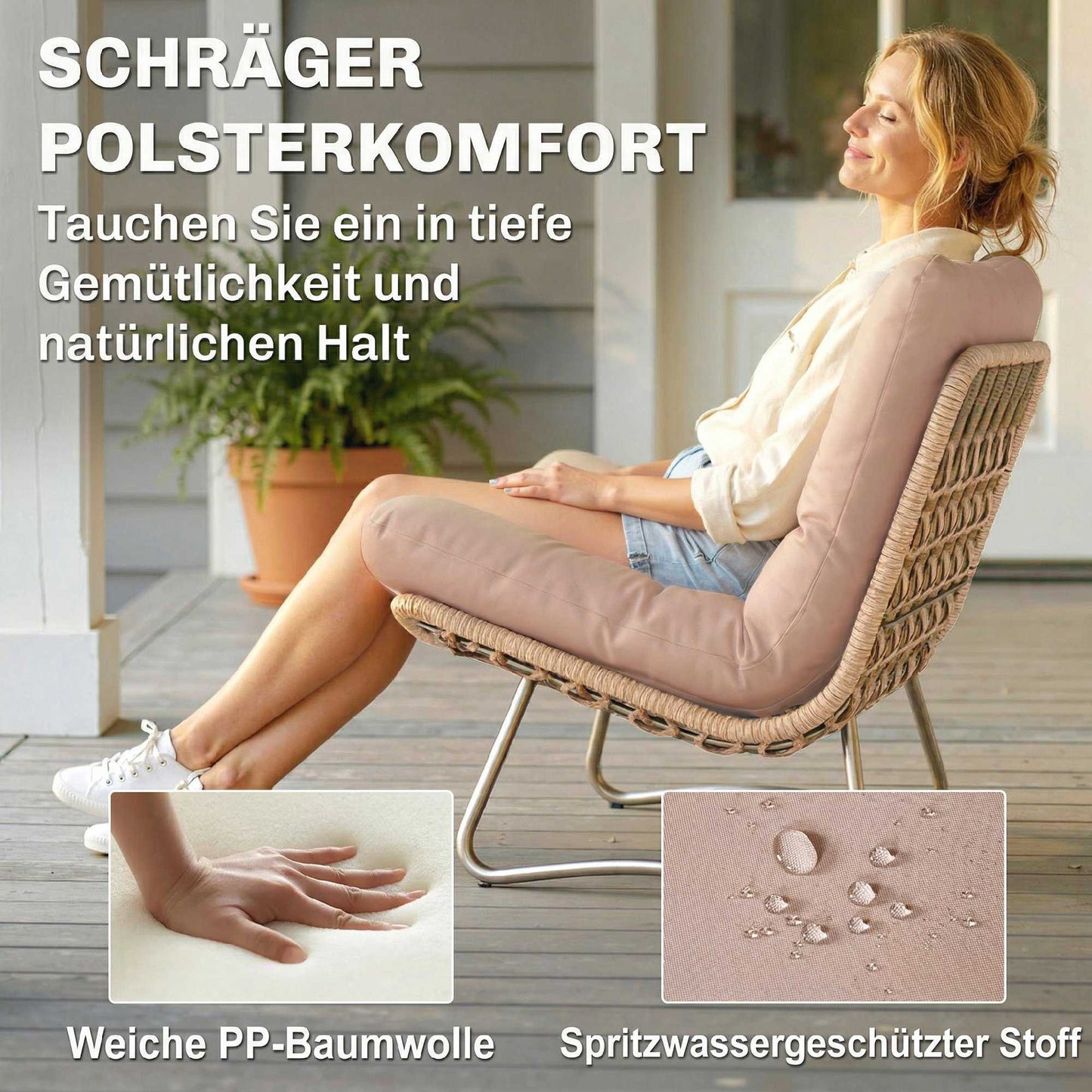 4-Piece Polyrattan Garden Lounge Set with Cushions