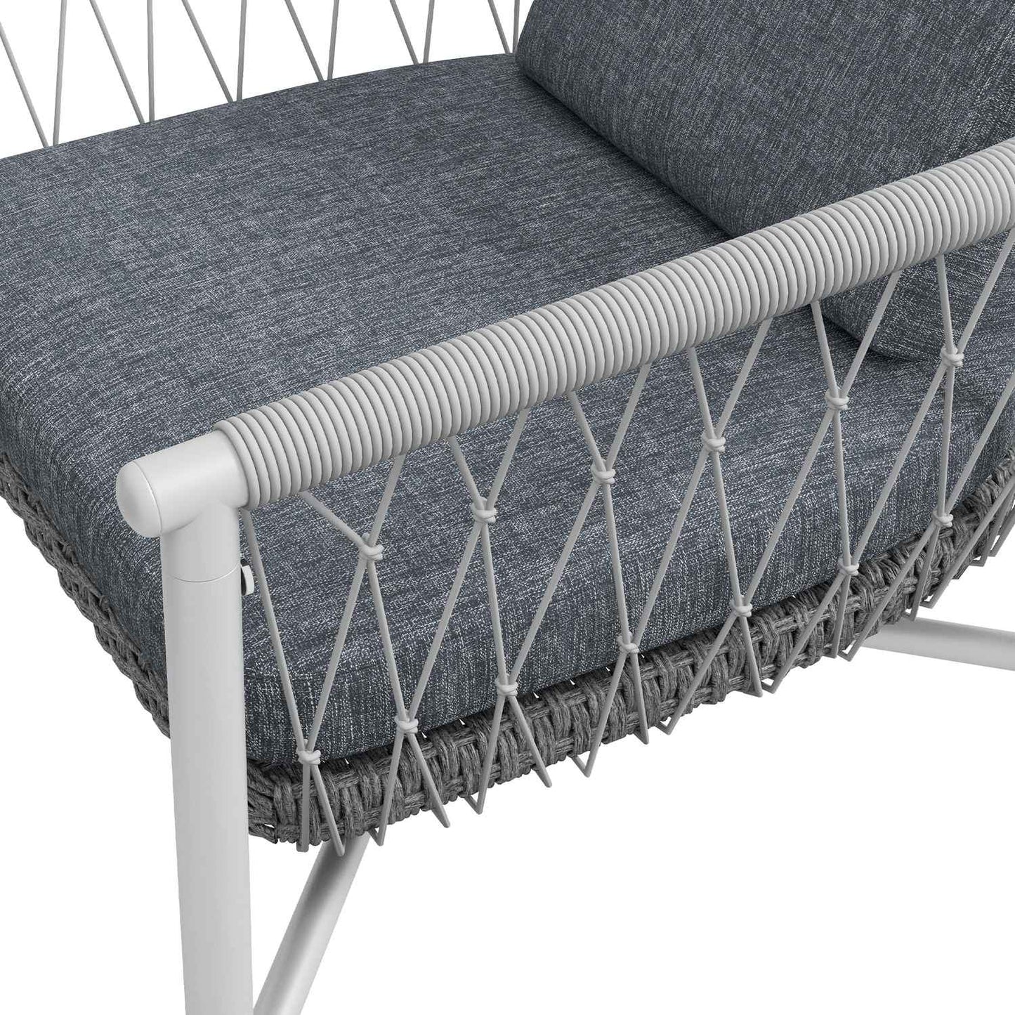 Rattan garden furniture, 4-piece, gray cushions