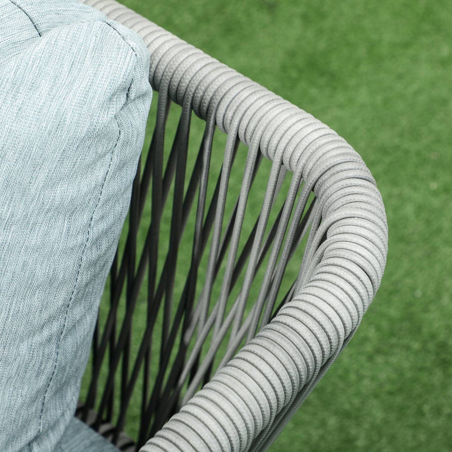 Rattan garden furniture, with cushions, gray - 4 pieces