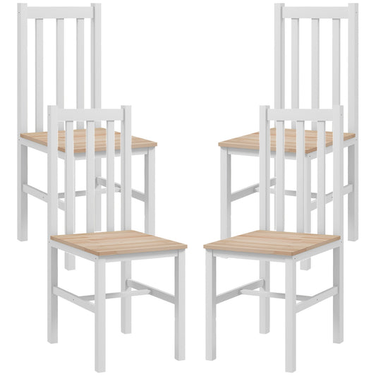 4-Piece Solid Wood Dining Chairs, Modern Design, Natural