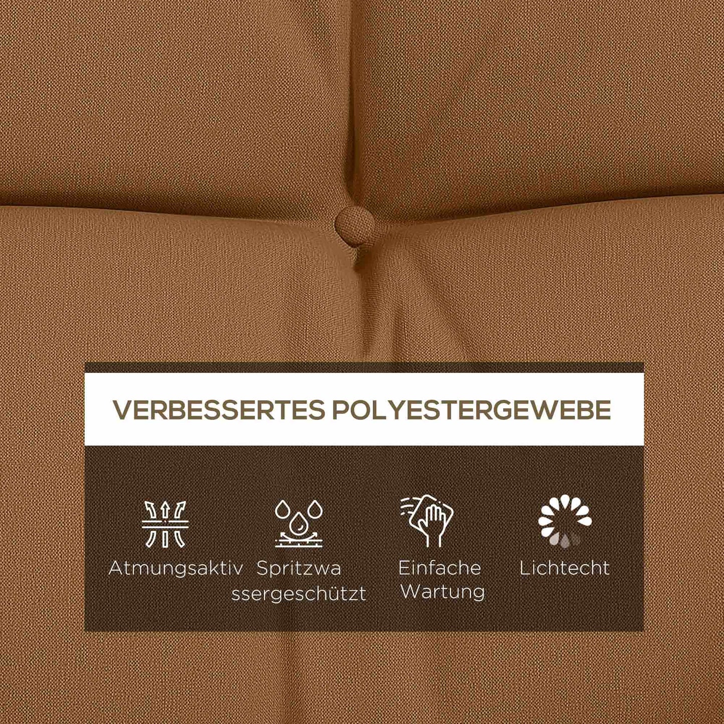 4-Piece Water-Resistant Seat Cushion Set, 150x50 cm, Tan