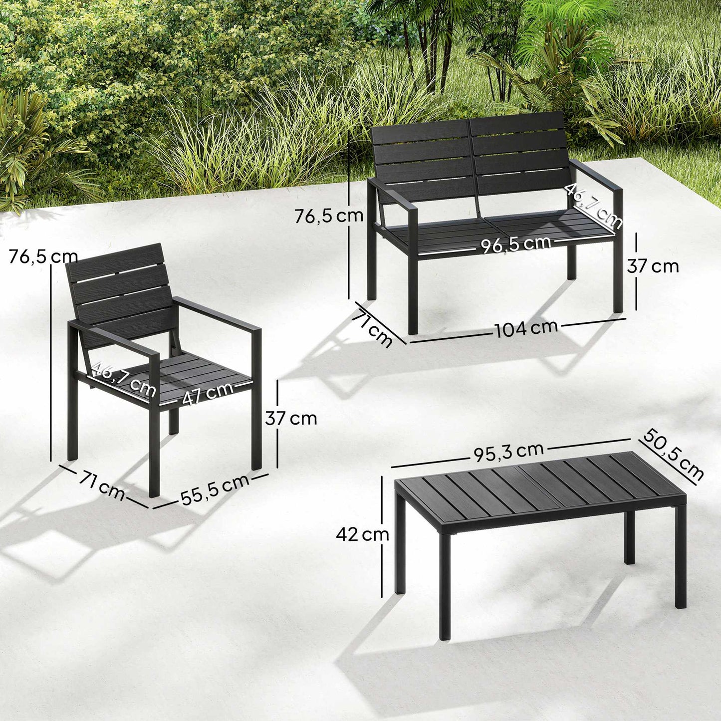 4-Piece Weatherproof HDPE Patio Furniture Set
