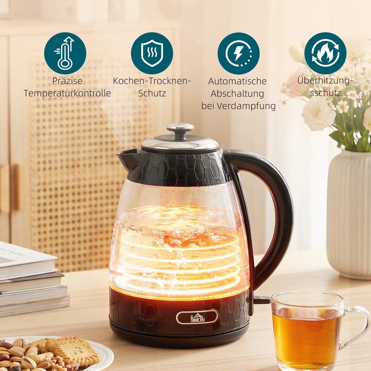 4-Slice Toaster & 1.7L Fast Boil Kettle Set, Black