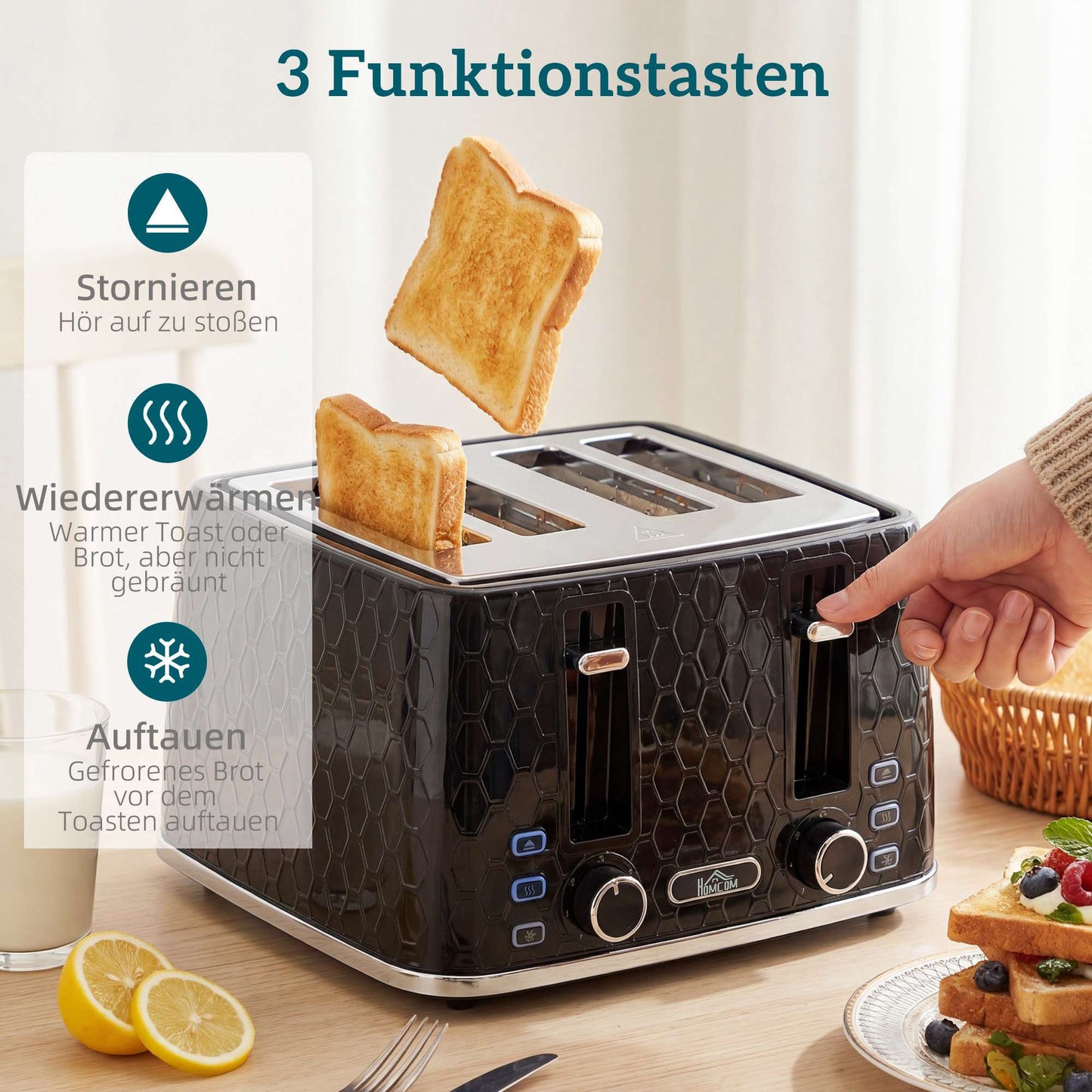 4-Slice Toaster & 1.7L Fast Boil Kettle Set, Black
