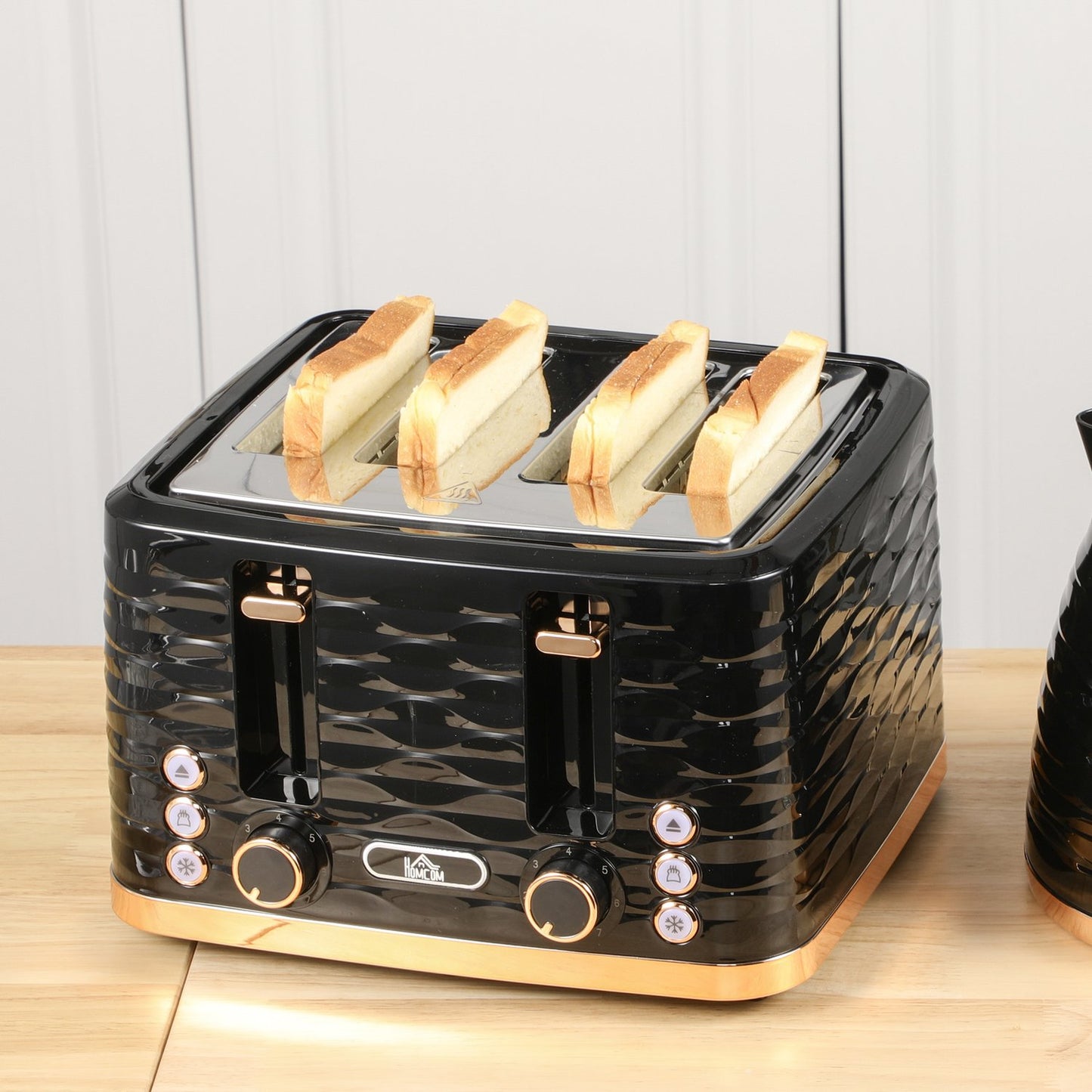 4-Slice Toaster, Wave Design, Multi-Function, Black