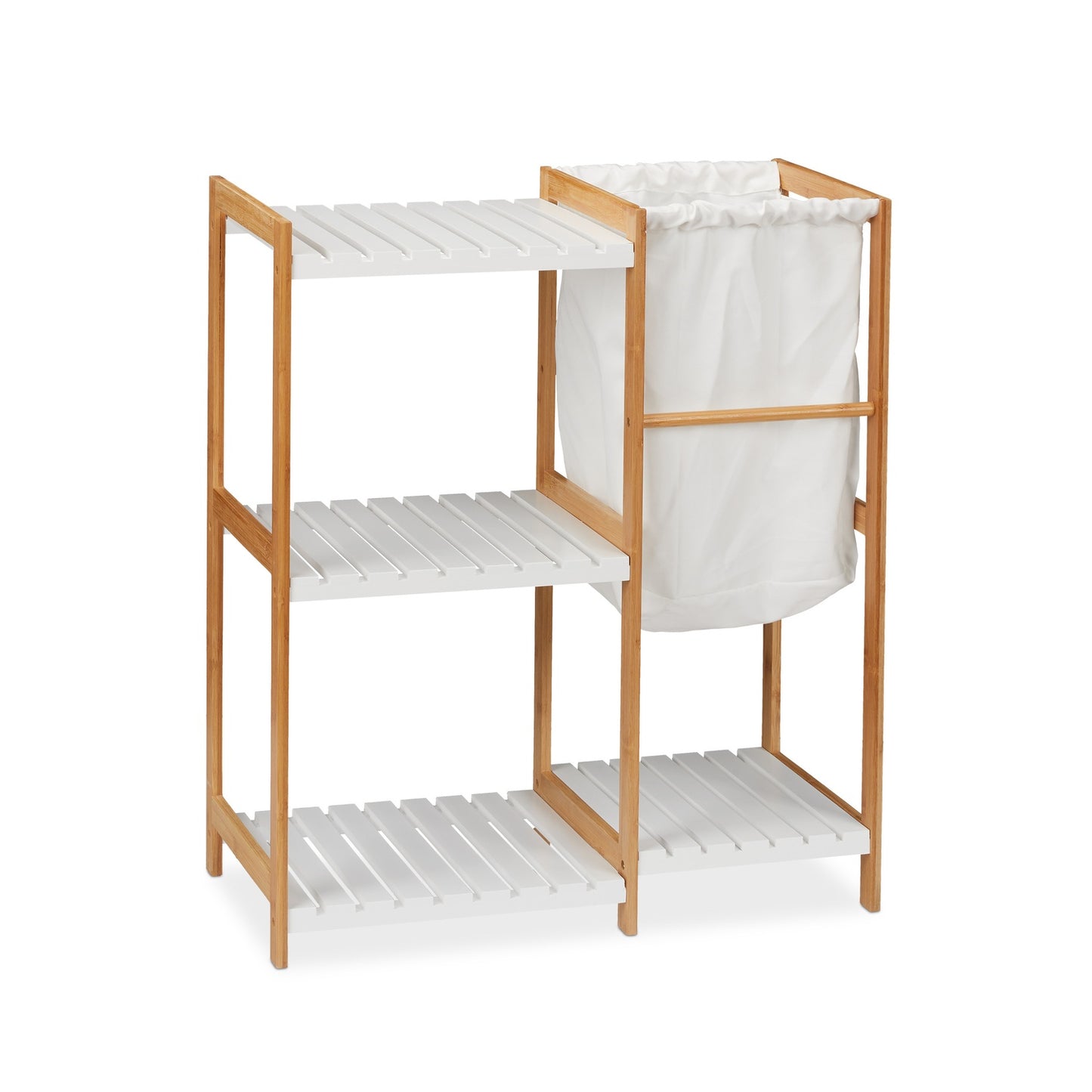 4 Tier Bathroom Shelving And Laundry Bin