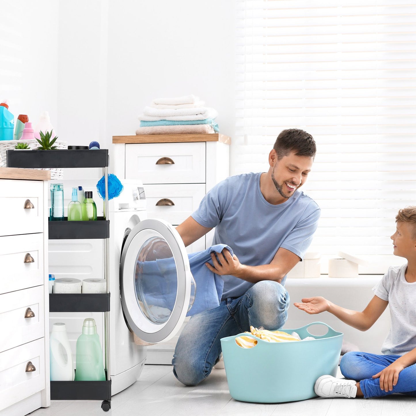 4-Tier Black Trolley for Kitchen or Bathroom Storage