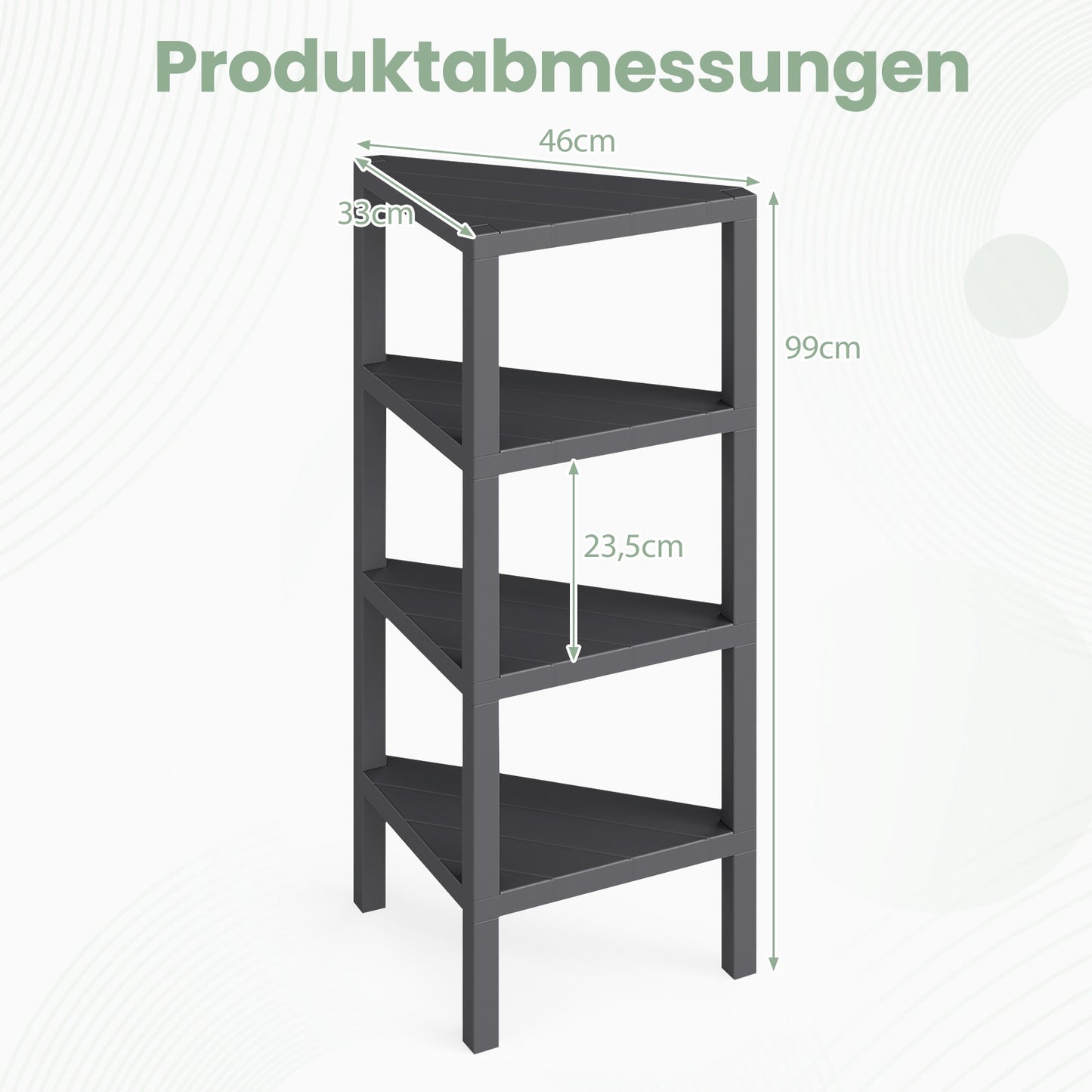 4-Tier Corner Bookshelf with Open Slatted Shelves, Black