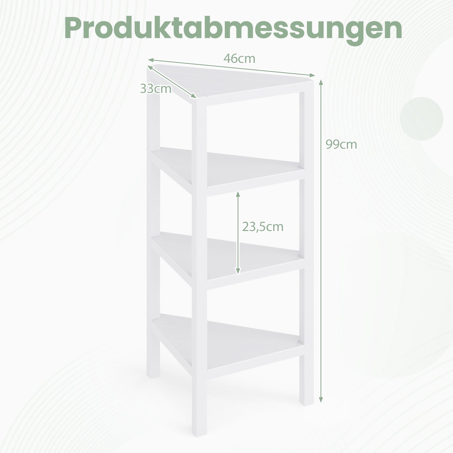 4-Tier Corner Bookshelf with Open Slatted Shelves, White
