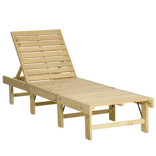 Adjustable garden chair in pine, folding sun lounger