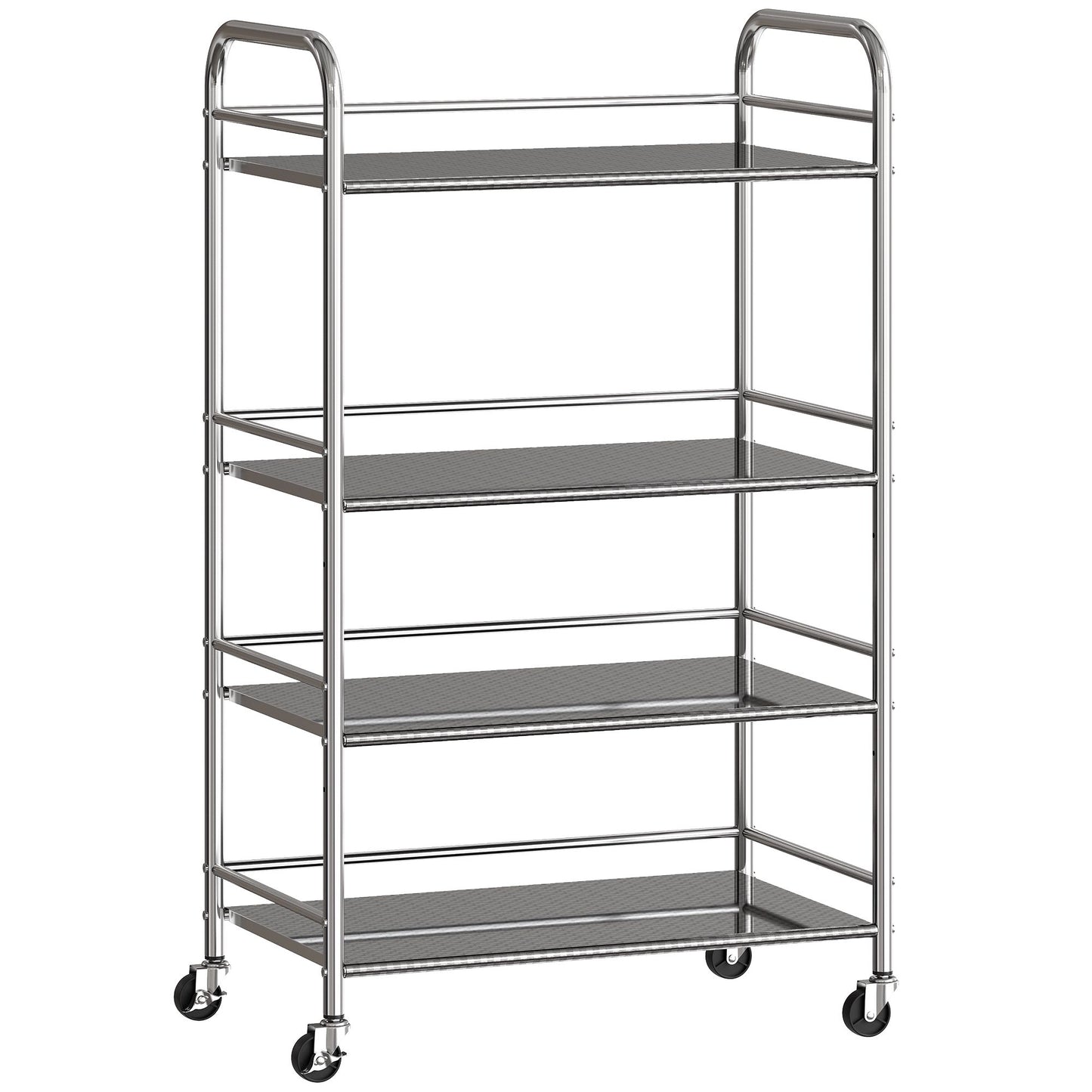 4-Tier Kitchen Cart, Adjustable Shelves, Stainless Steel