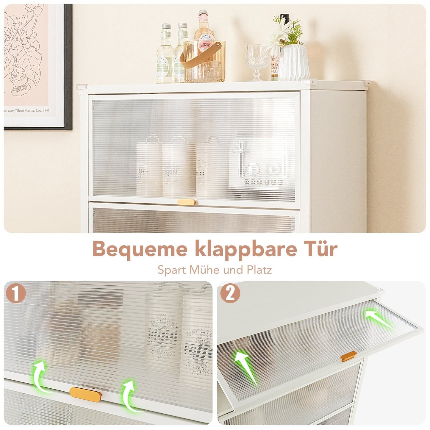 4-Tier Kitchen Rack with Wheels and Folding Doors