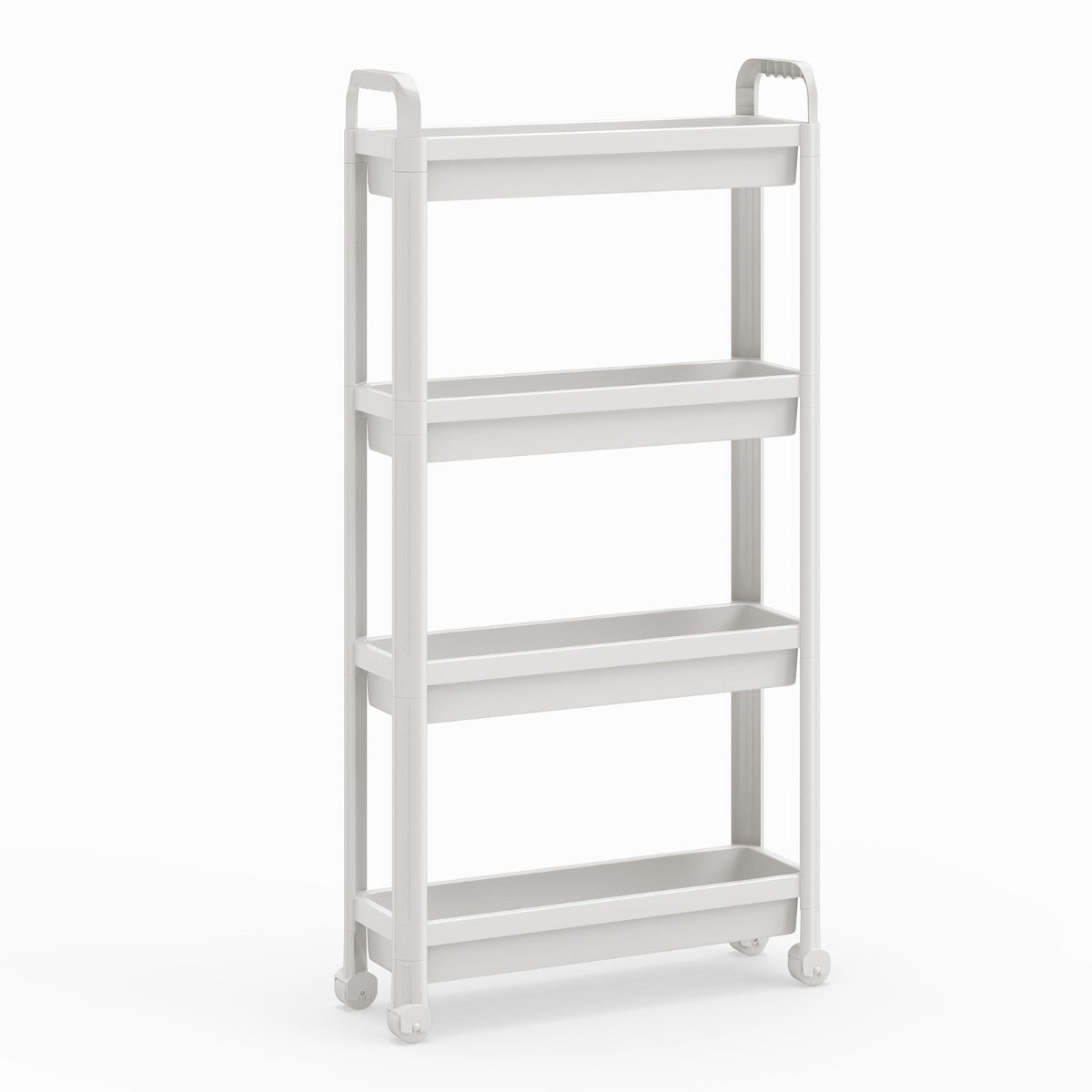 4-Tier Narrow Rolling Kitchen Cart with Handles, White