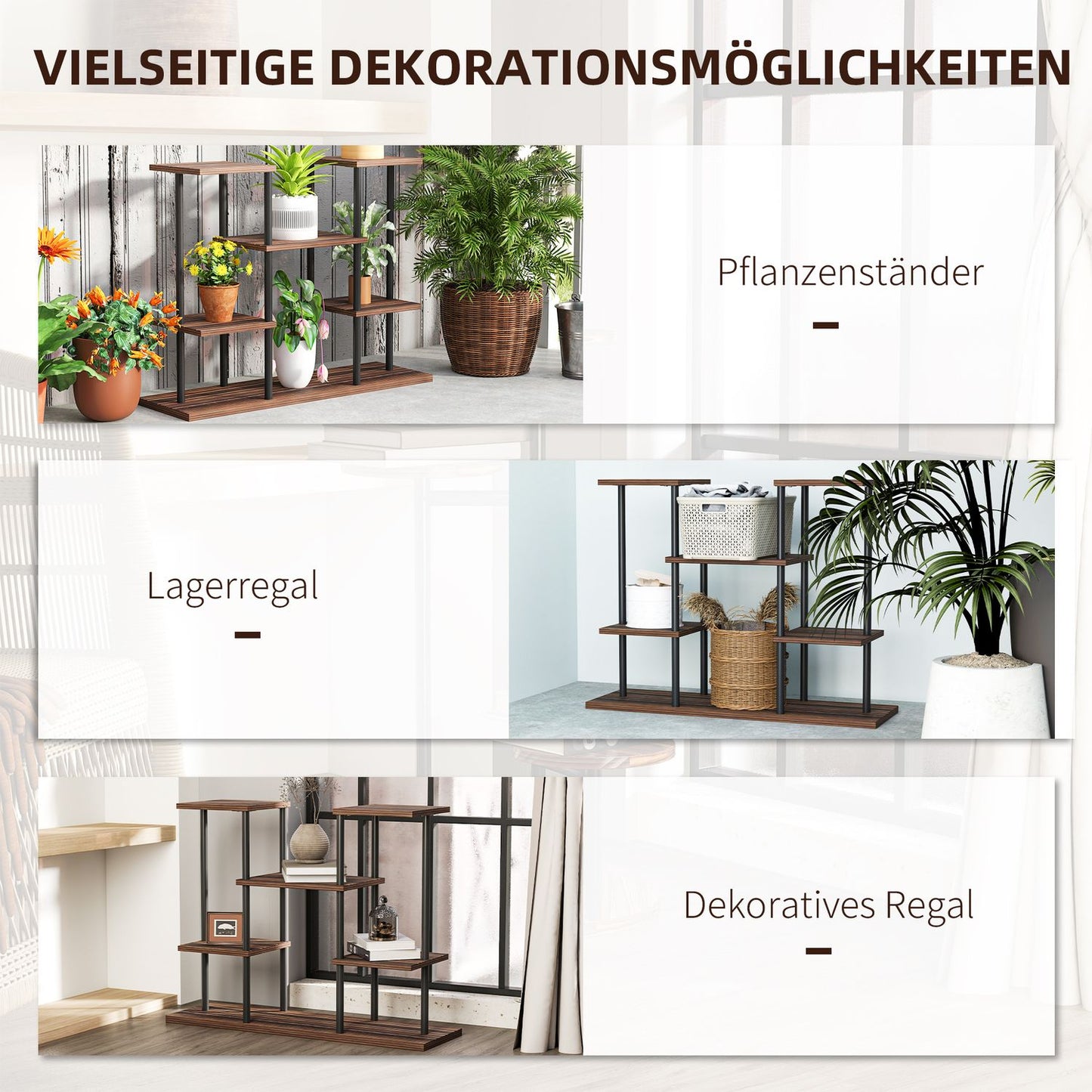 Wooden plant stand, 61.5 cm, indoor/outdoor