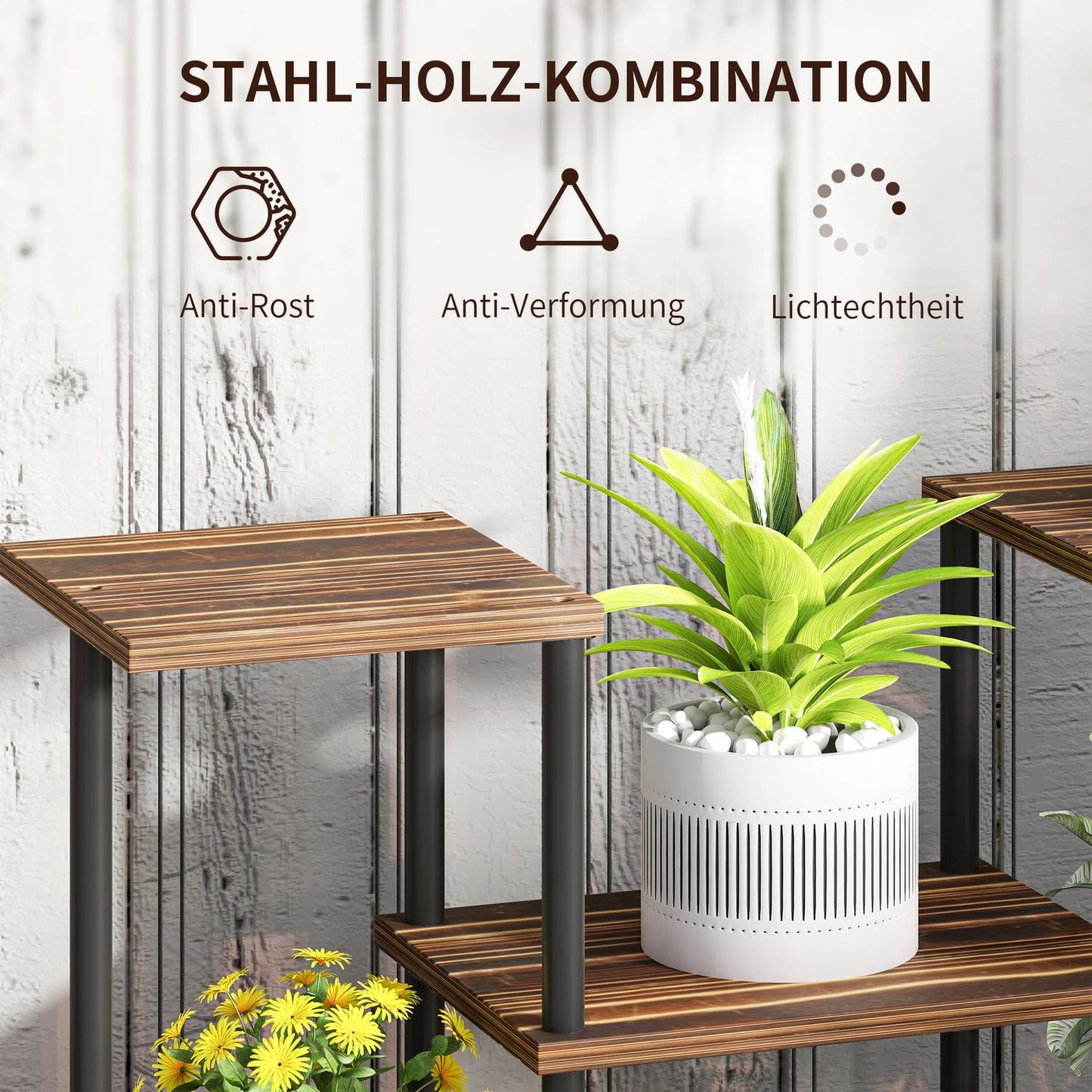 Wooden plant stand, 61.5 cm, indoor/outdoor